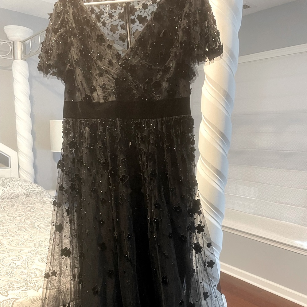 Beautiful Mac Duggal dress worn once! Embellished butterfly sleeves, lace,velvet